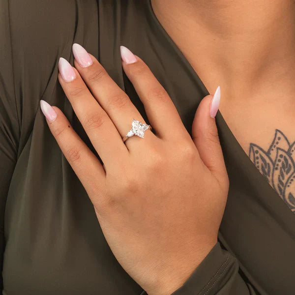 2.1ct Lab Diamond Ring | Marquise Dawn | IGI Certified | 10K White Gold | Engagement