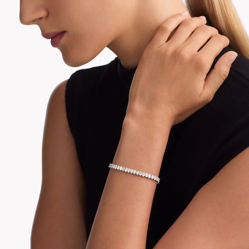 5ct Lab Diamond Tennis Bracelet | Oval Cut | IGI Certified VS | 10K White Gold | 7 Inch