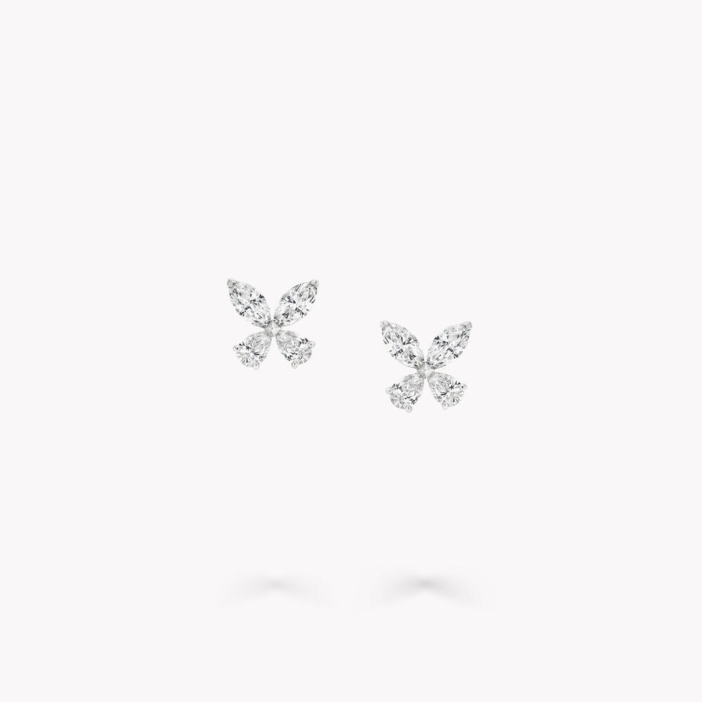 2ct Lab Diamond Butterfly Stud Earrings | IGI Certified VS+ DEF | 10K White Gold