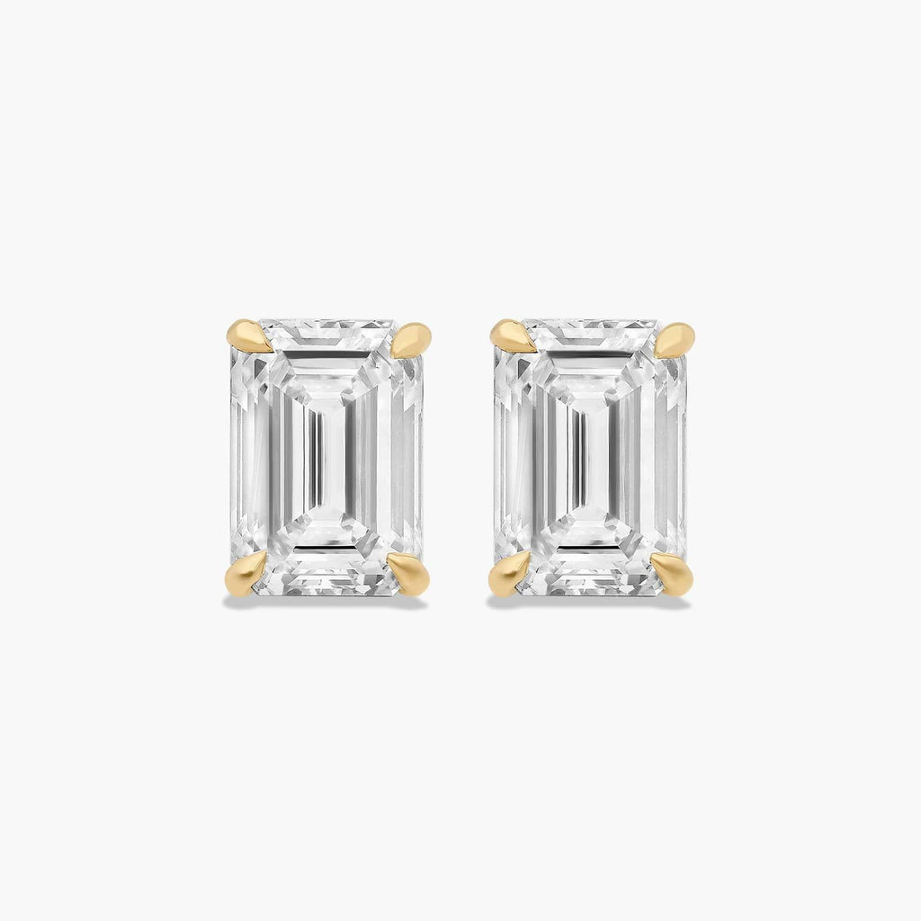 1ctw Lab Diamond Earrings | Emerald Cut Studs | IGI Certified | 10K Yellow Gold