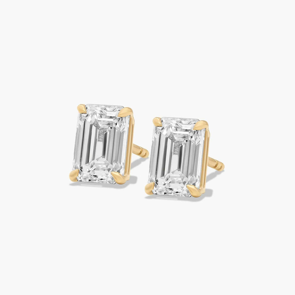 1ctw Lab Diamond Earrings | Emerald Cut Studs | IGI Certified | 10K Yellow Gold