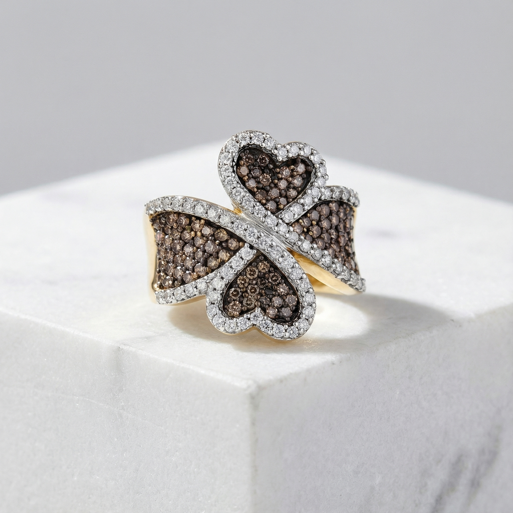 1.5ct Cognac Lab Diamond Heart Ring | 10K Yellow Gold
