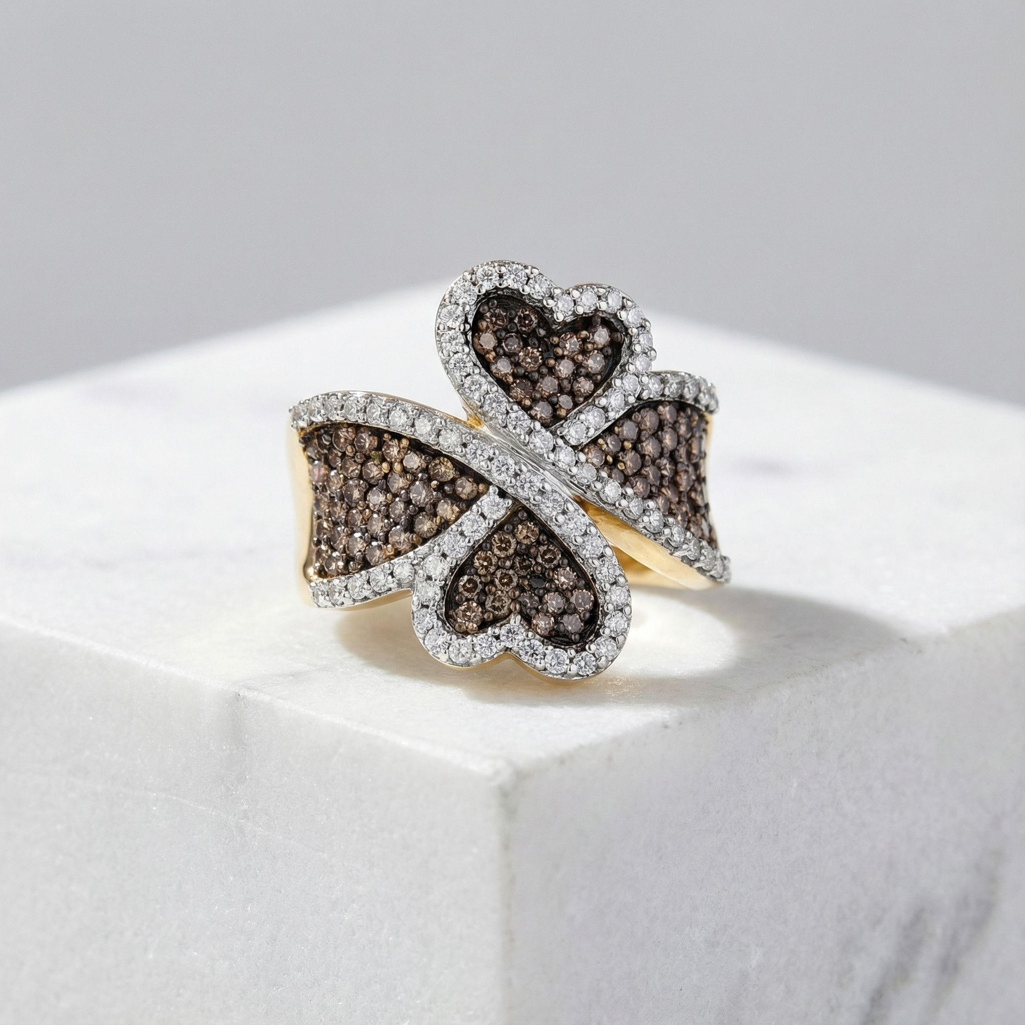 1.5ct Cognac Lab Diamond Heart Ring | 10K Yellow Gold