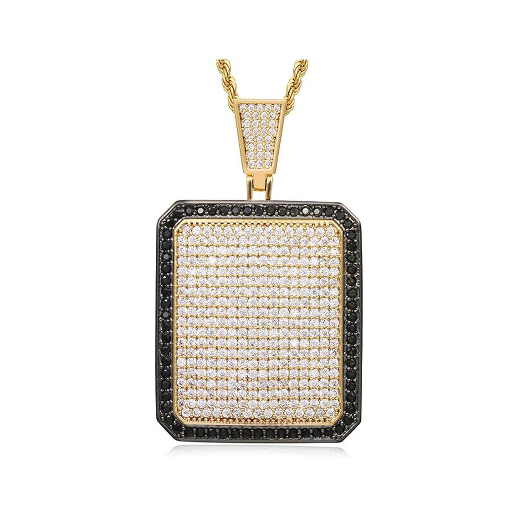 5.6ct Lab Diamond Rectangle Pendant | IGI Certified VS & VS2 Onyx | 10K Yellow Gold