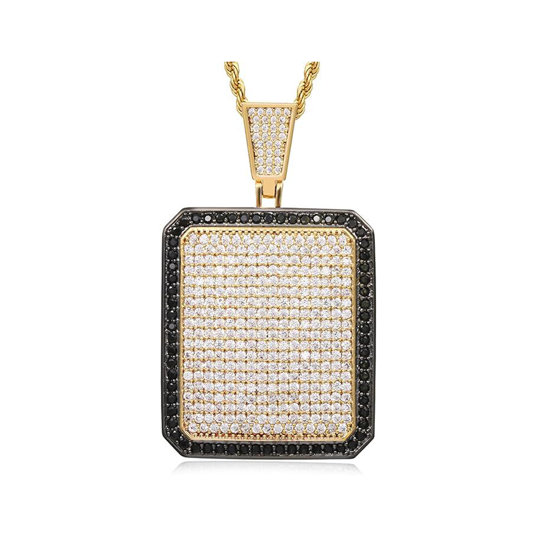 5.6ct Lab Diamond Rectangle Pendant | IGI Certified VS & VS2 Onyx | 10K Yellow Gold
