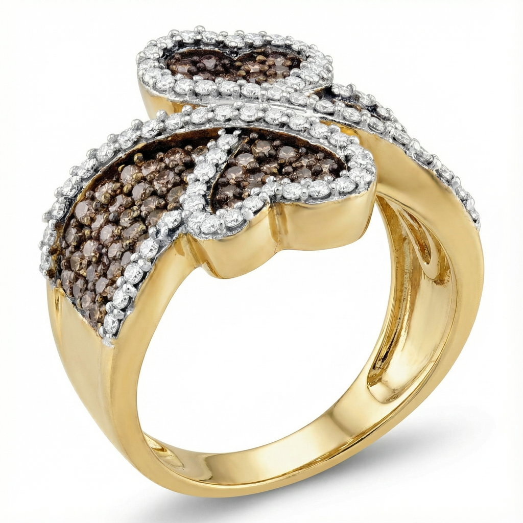 1.5ct Cognac Lab Diamond Heart Ring | 10K Yellow Gold