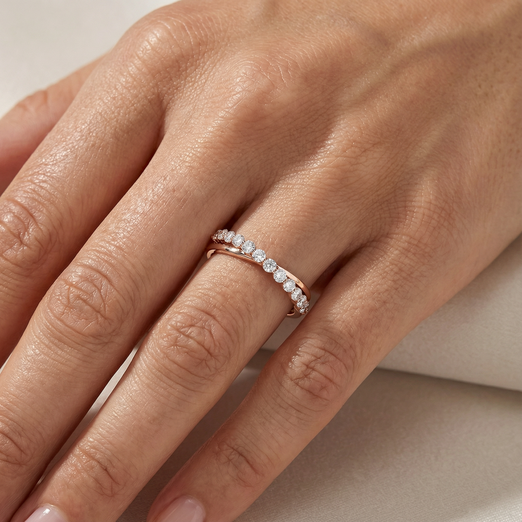 0.35ct Lab Diamond Stackable Band | 10K Rose Gold