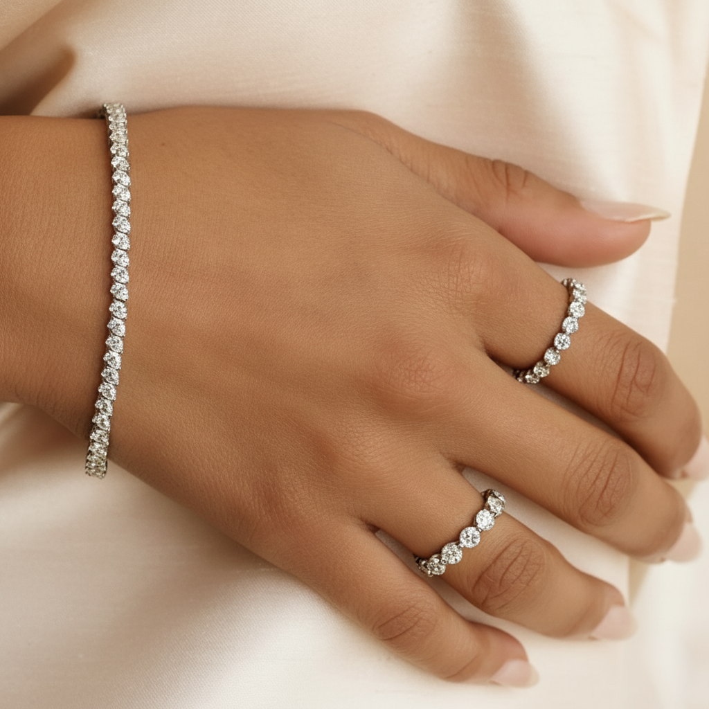 5ct Lab Diamond Tennis Bracelet | Pear Cut | IGI Certified VS | 10K White Gold | 7 Inch