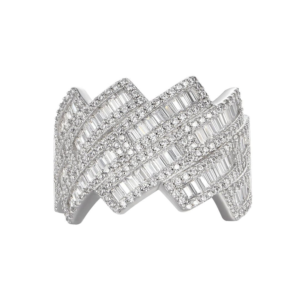 4.5ct Lab Diamond Weave Ring | Baguette & Round | IGI Certified | 10K White Gold