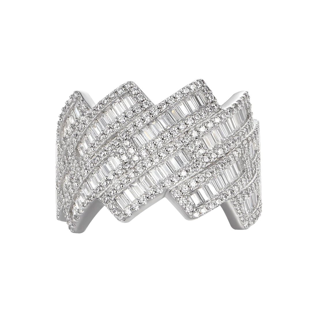 4.5ct Lab Diamond Weave Ring | Baguette & Round | IGI Certified | 10K White Gold
