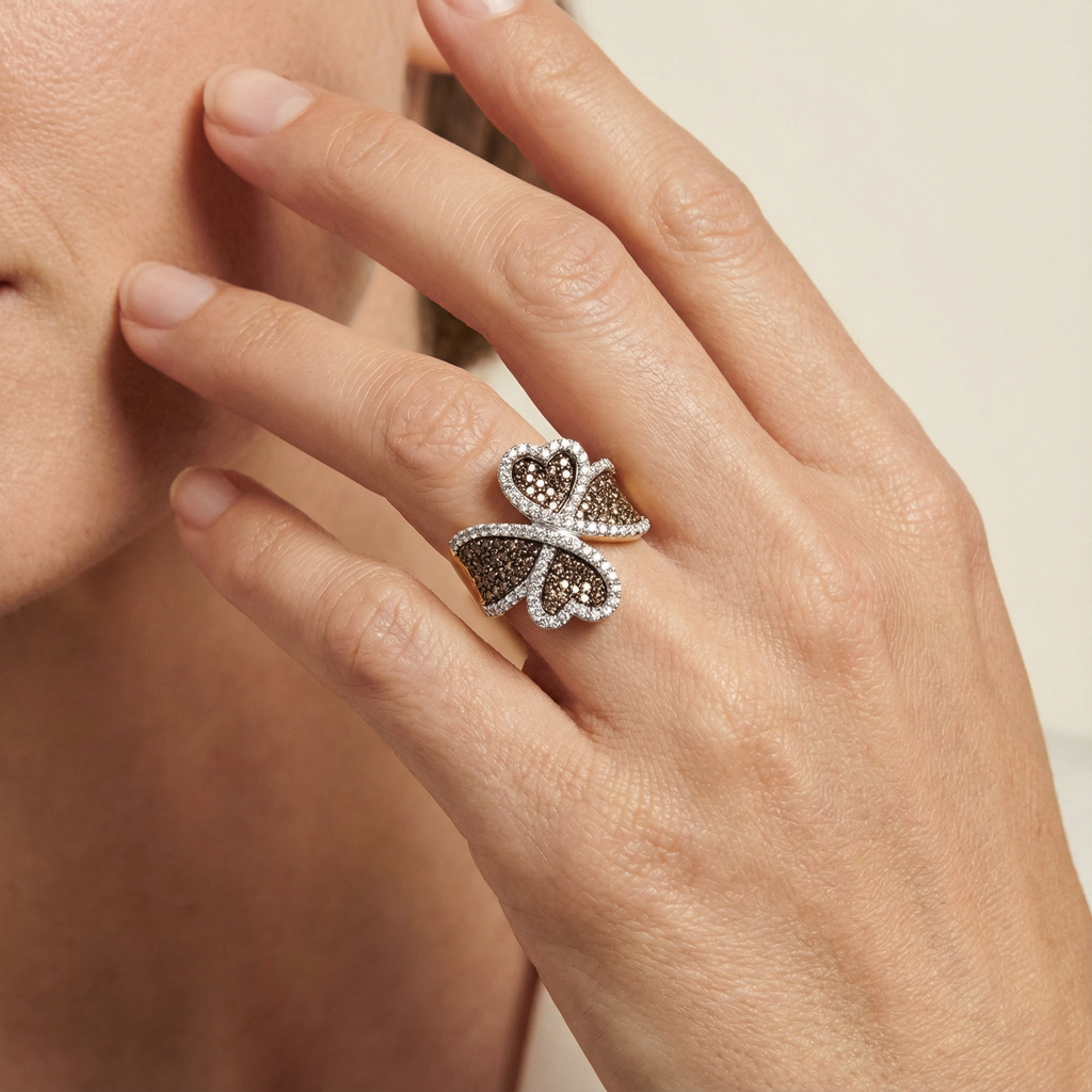 1.5ct Cognac Lab Diamond Heart Ring | 10K Yellow Gold