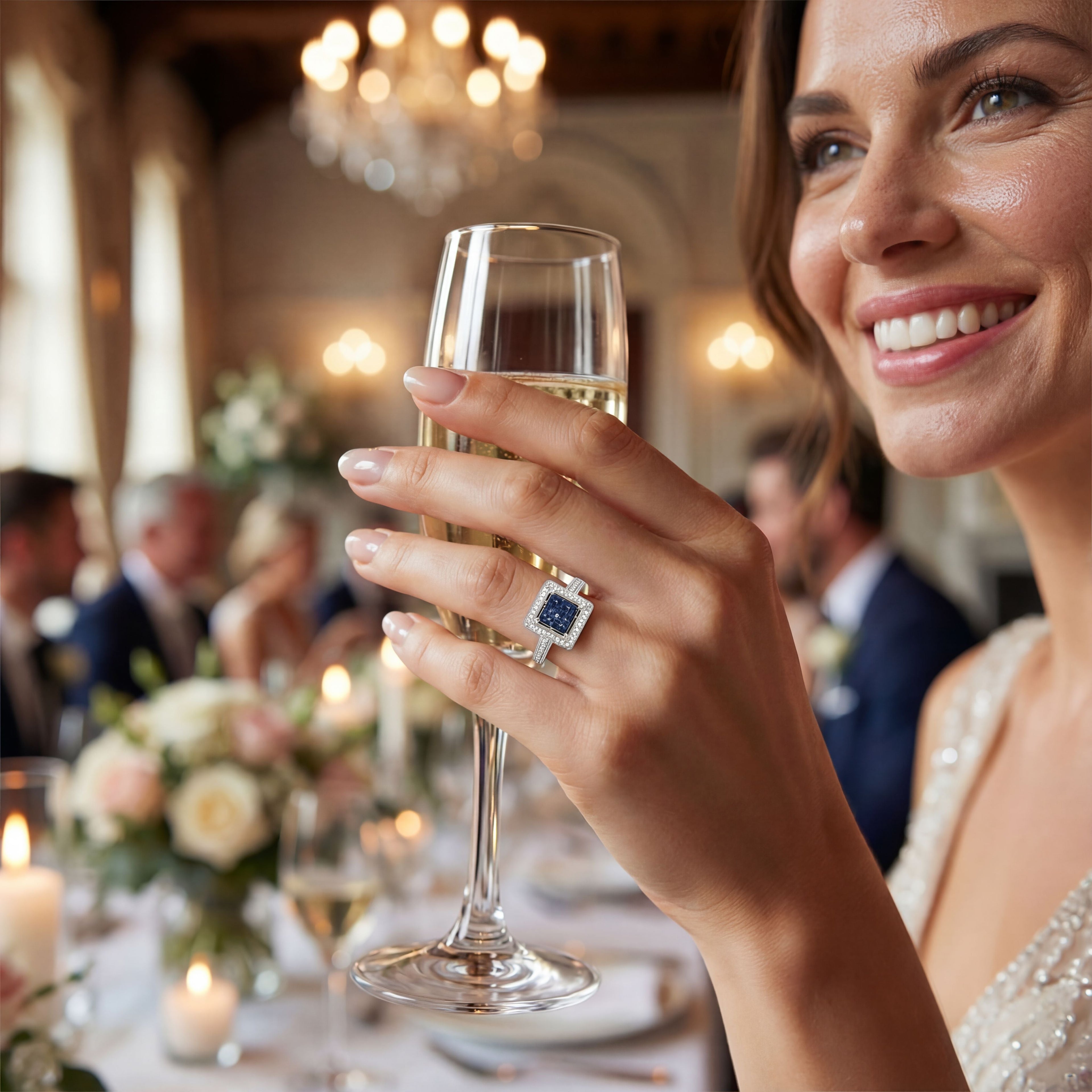 0.25ct Blue Lab Diamond Cluster Ring | 10K White Gold | VS2+