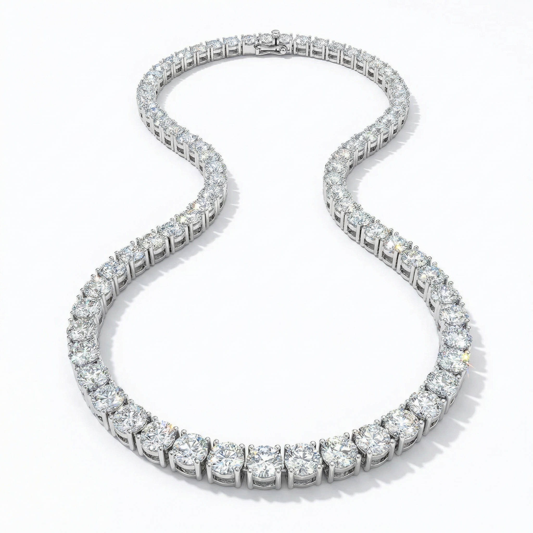 59.5ct Lab Diamond Tennis Necklace 24" | Round VS2+ | 10K Gold