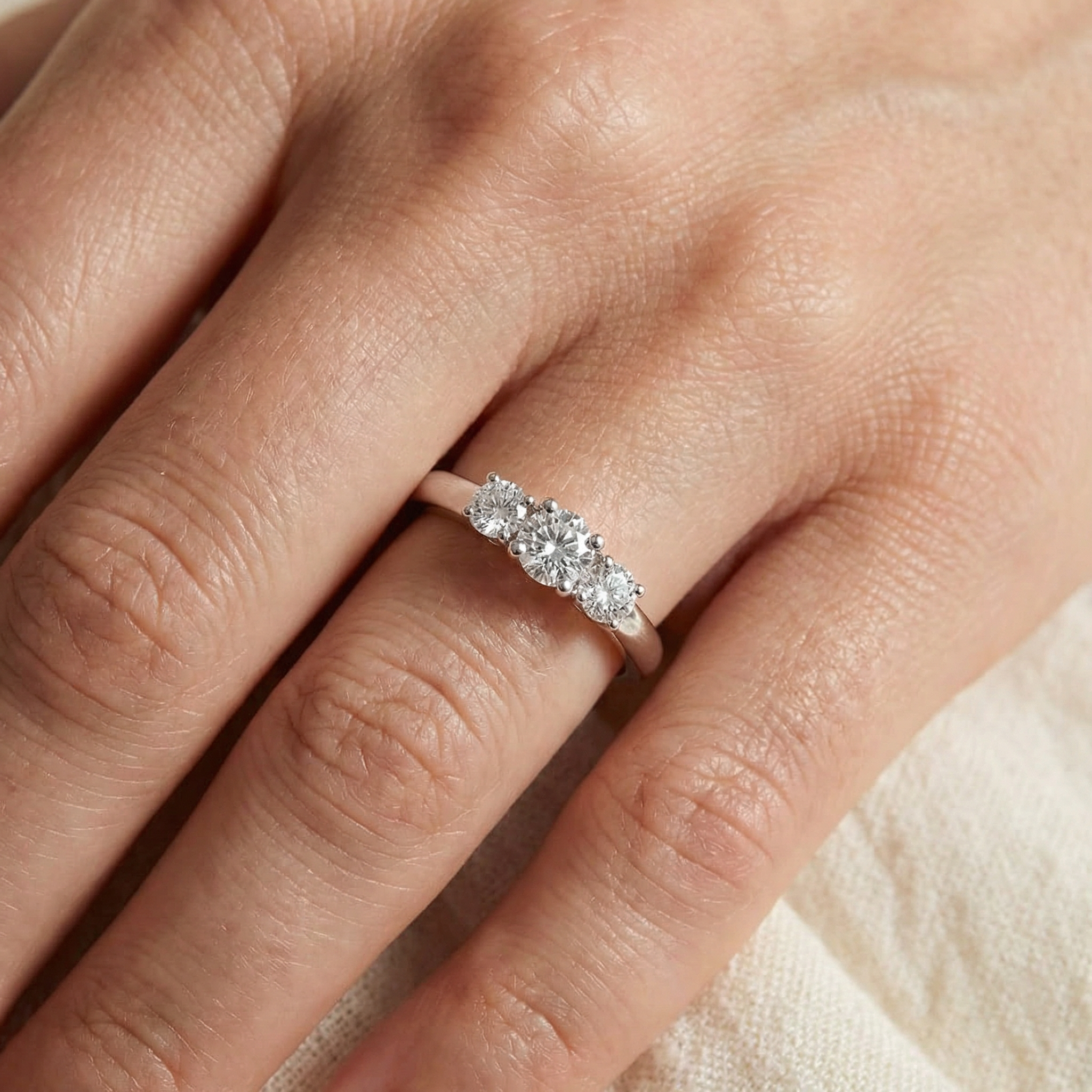 0.30ct Lab Diamond Trinity Engagement Ring | 3-Stone VS2+ | 10K White Gold