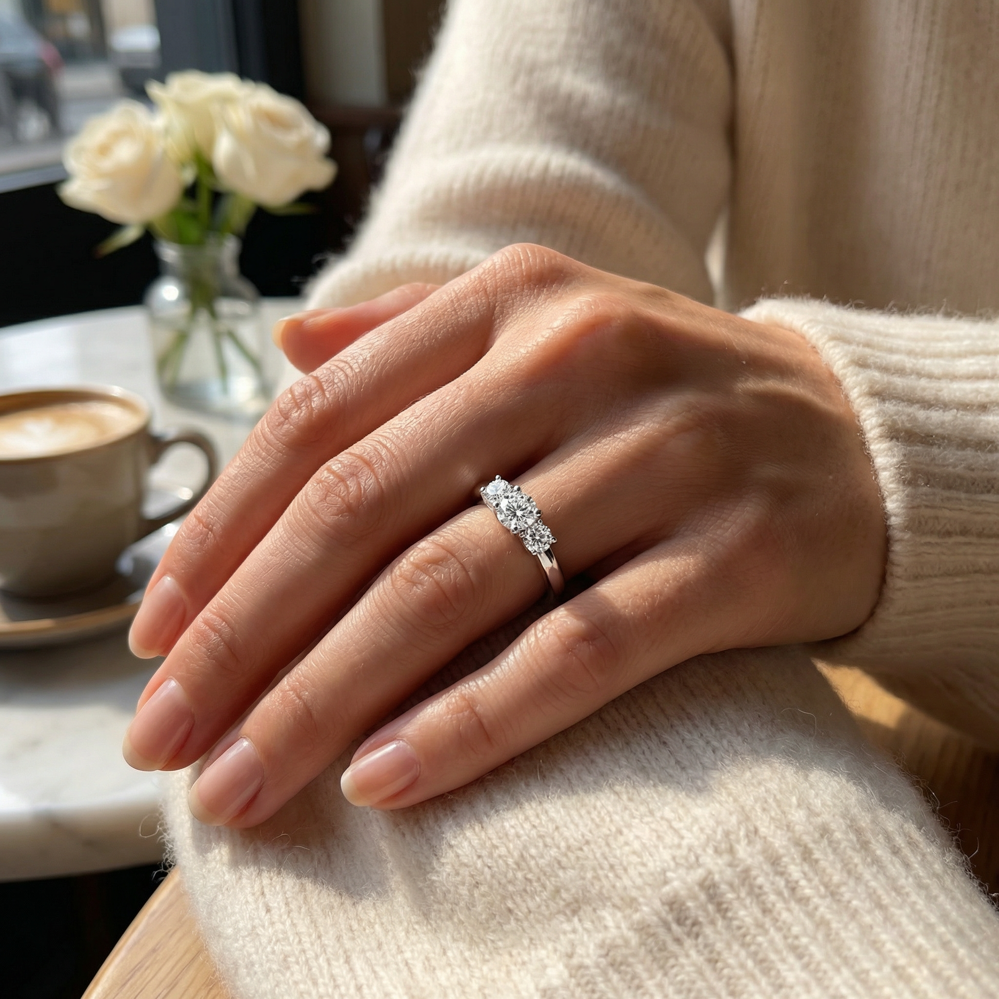 0.30ct Lab Diamond Trinity Engagement Ring | 3-Stone VS2+ | 10K White Gold