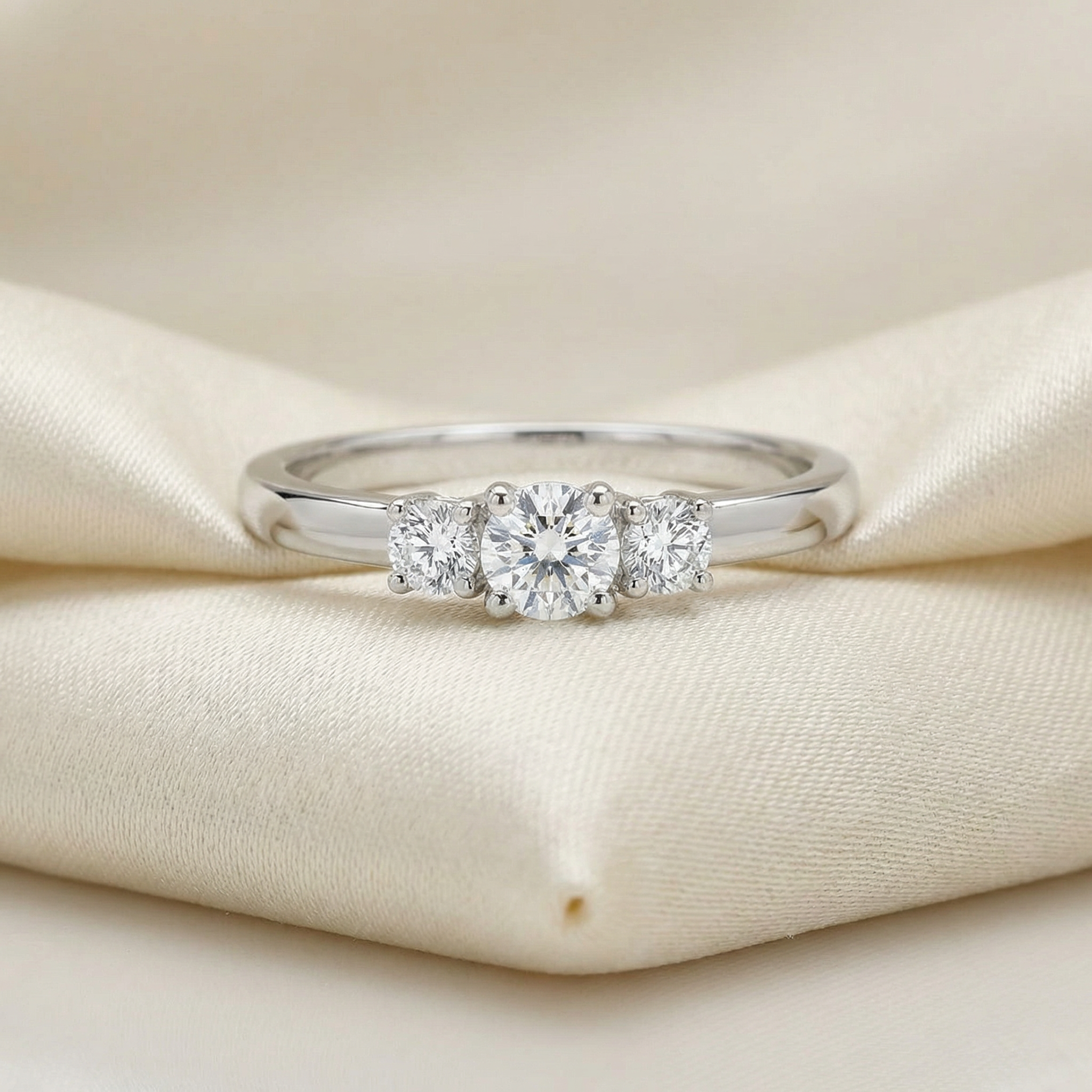 0.30ct Lab Diamond Trinity Engagement Ring | 3-Stone VS2+ | 10K White Gold