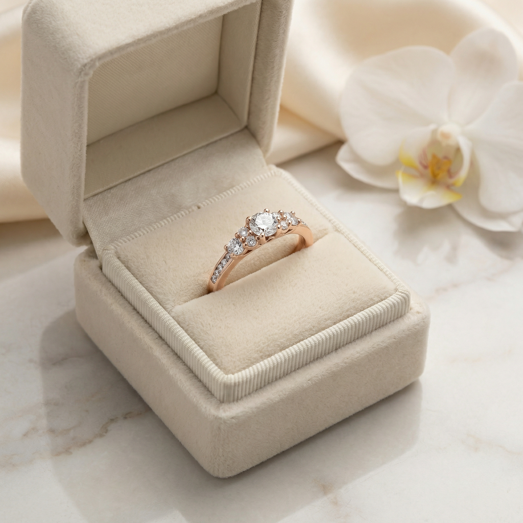 0.42ct Lab Diamond Twisted Anniversary Ring | Round VS2+ | 10K Rose Gold