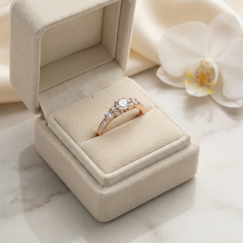 0.42ct Lab Diamond Twisted Anniversary Ring | Round VS2+ | 10K Rose Gold