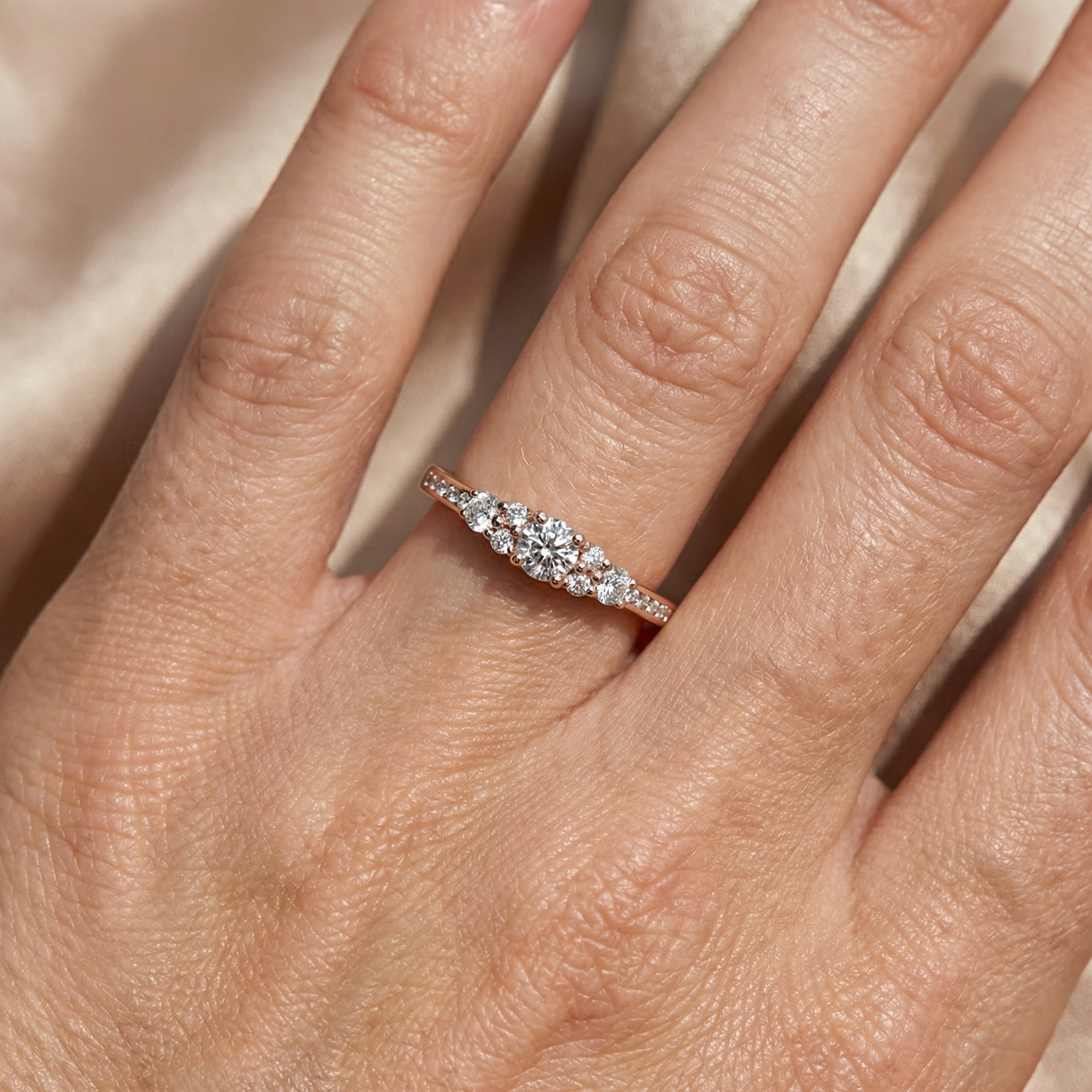 0.42ct Lab Diamond Twisted Anniversary Ring | Round VS2+ | 10K Rose Gold