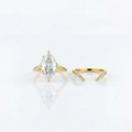 3ct Marquise Lab Diamond Engagement Ring Set | E VS1 | 10K Yellow Gold