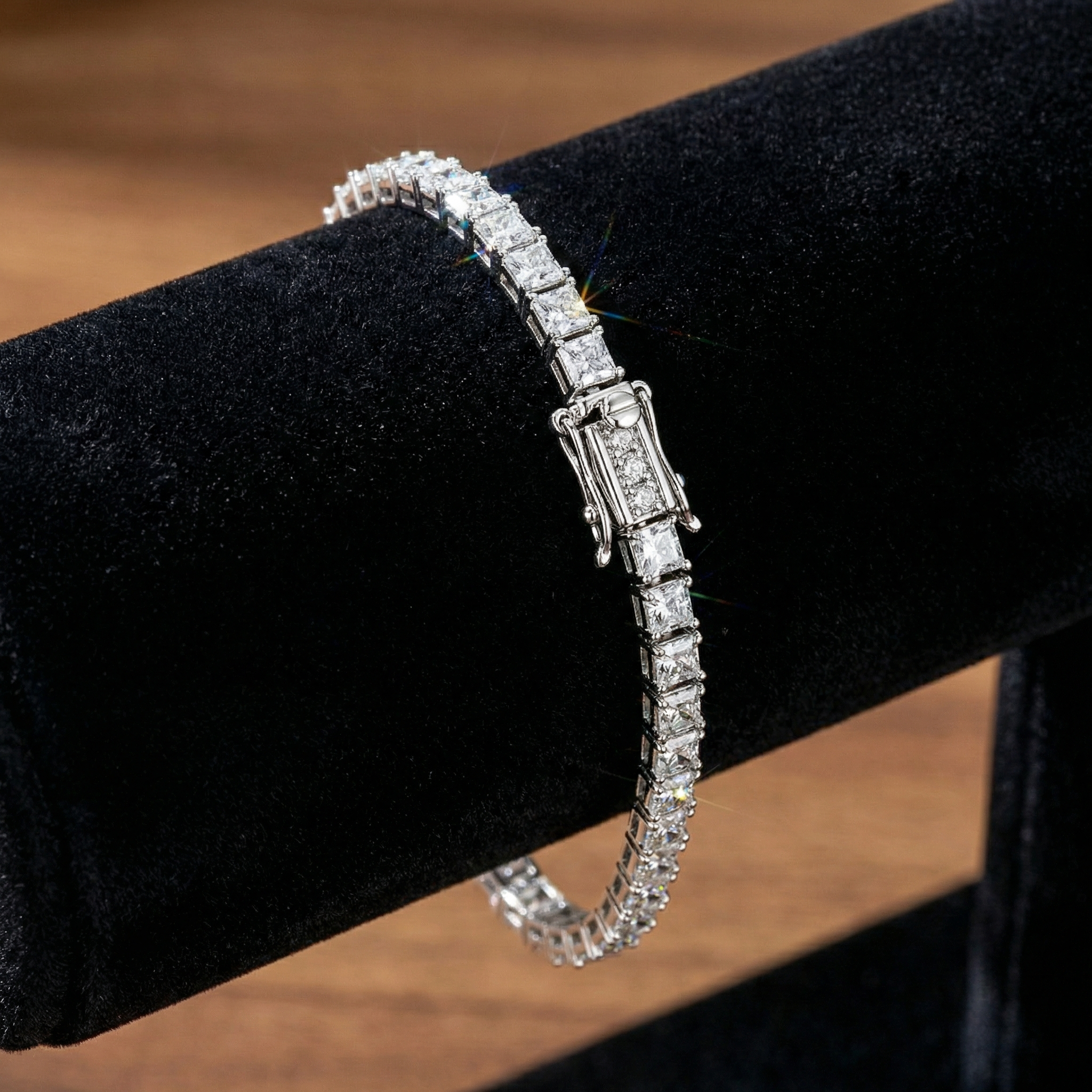 7.8ct Princess Cut Lab Diamond Tennis Bracelet | VS2+ | 10K White Gold