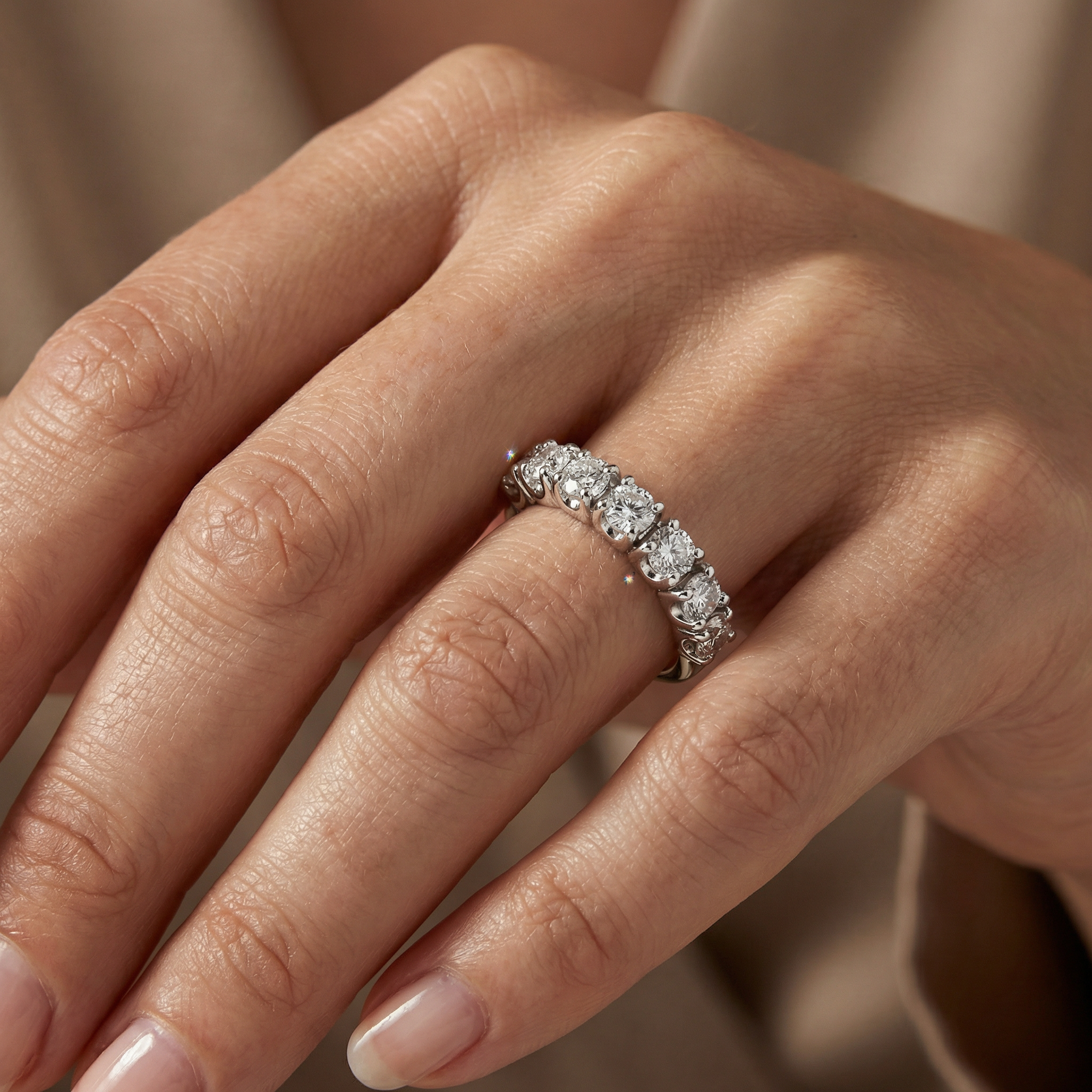 1.15ct Lab Diamond Semi-Eternity Ring | VS2+ | 10K White Gold