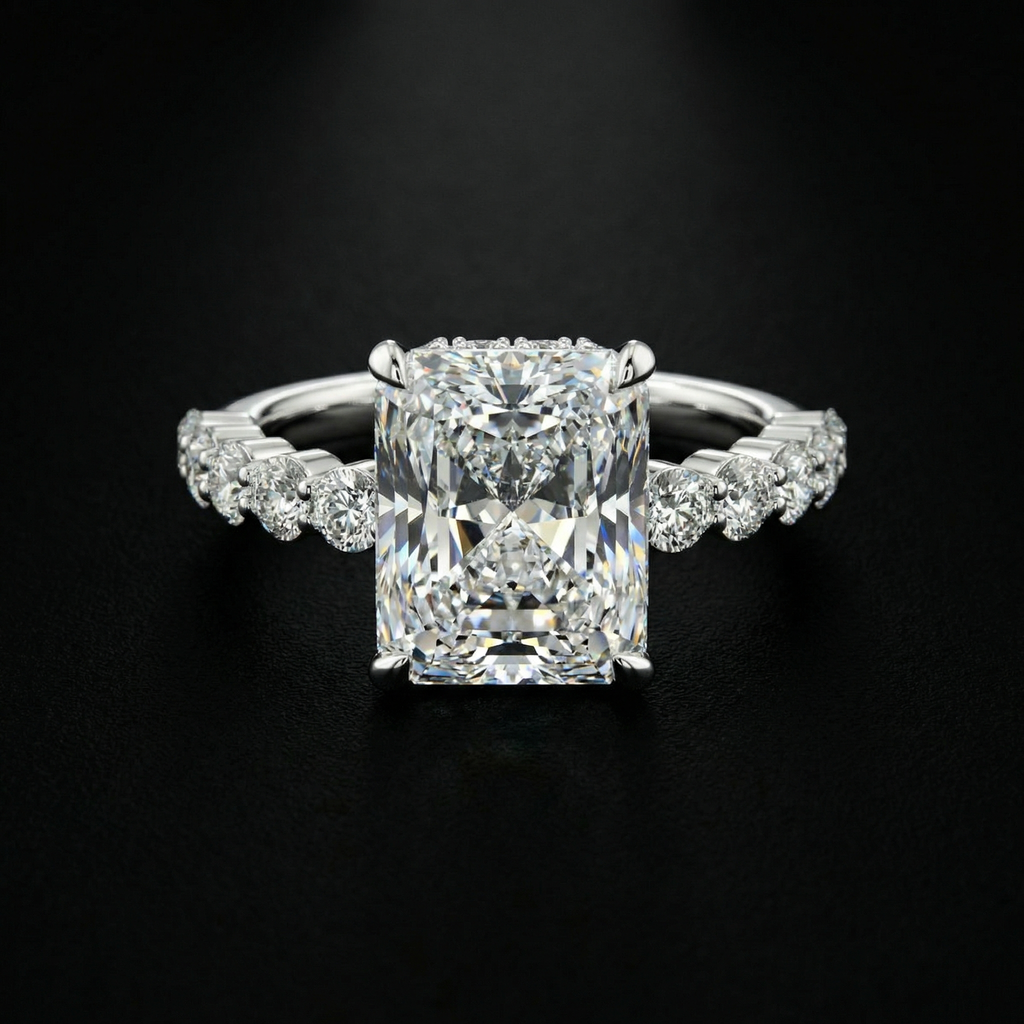 2.5ct Elongated Radiant Lab Diamond Engagement Ring | F VS1 | 10K Gold