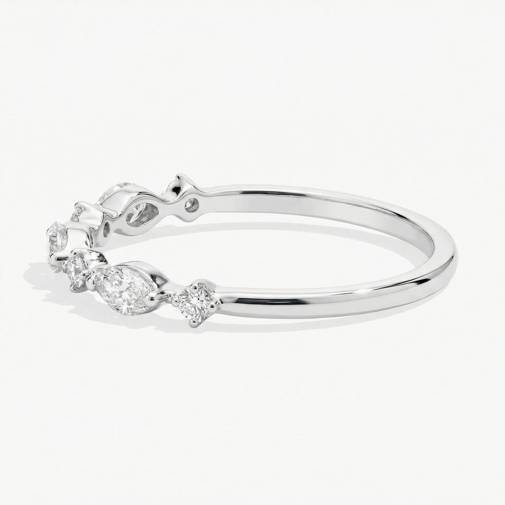0.39ct Marquise & Round Alternating Diamond Band | 10K Gold