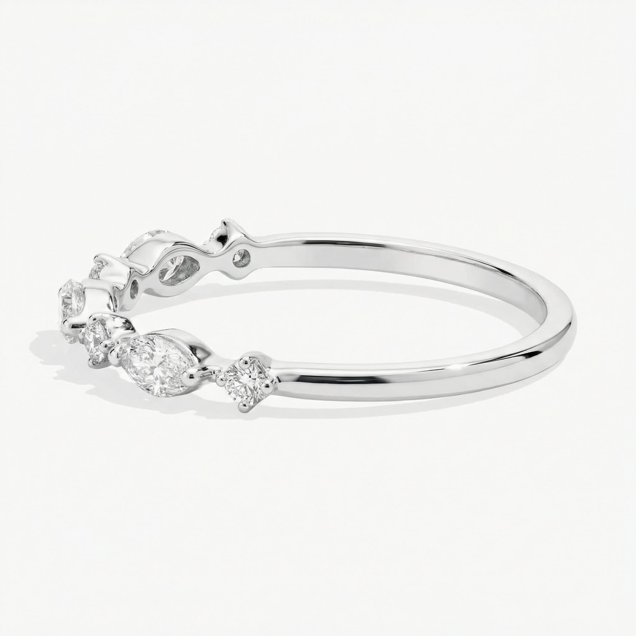 0.39ct Marquise & Round Alternating Diamond Band | 10K Gold