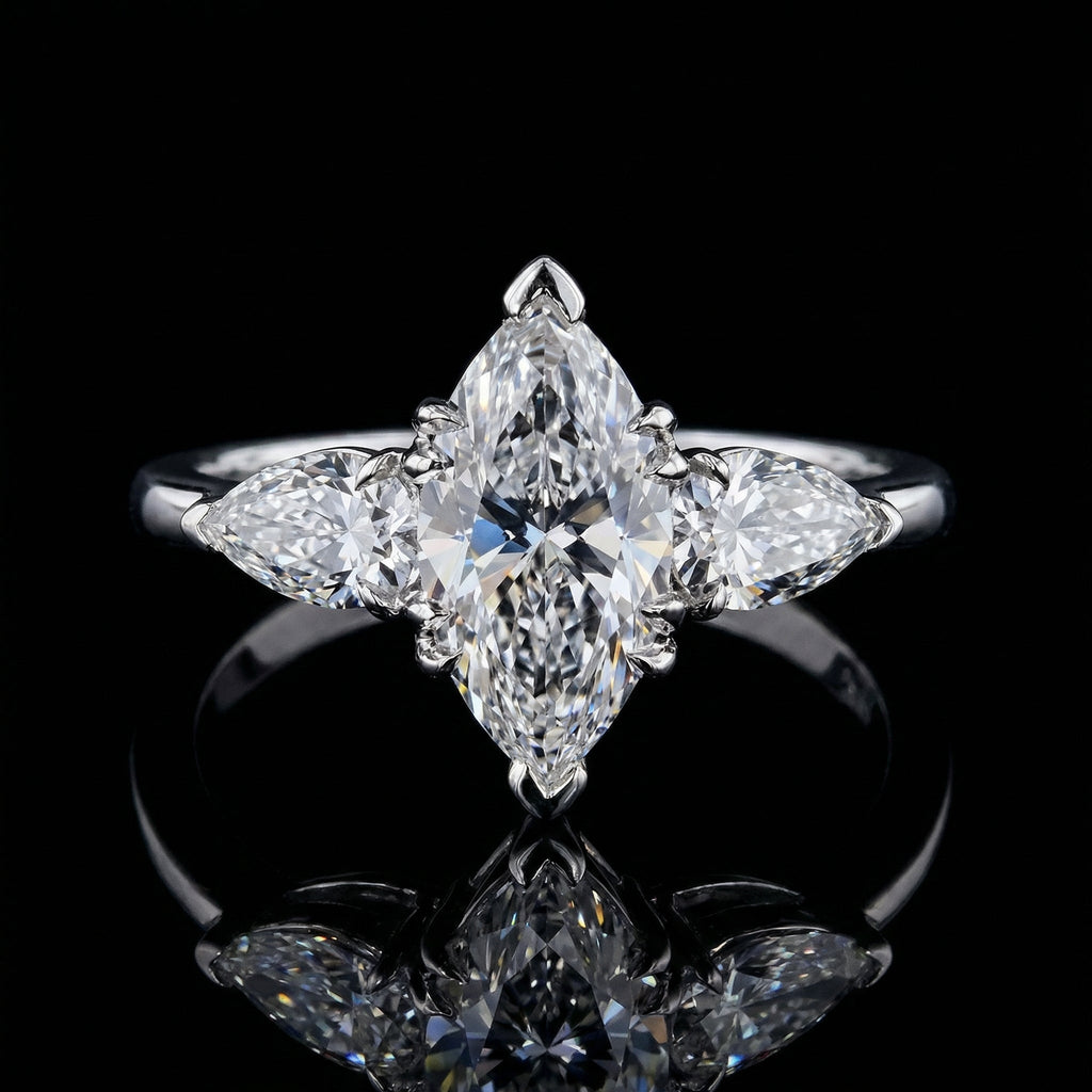 2.1ct Lab Diamond Ring | Marquise Dawn | IGI Certified | 10K White Gold | Engagement