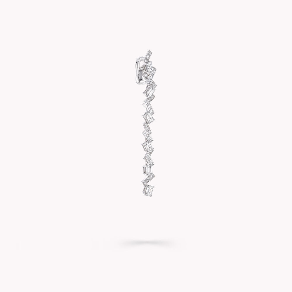 8ctw Lab Diamond Zig Zag Drop Earrings | Baguette | IGI Certified | 10K White Gold