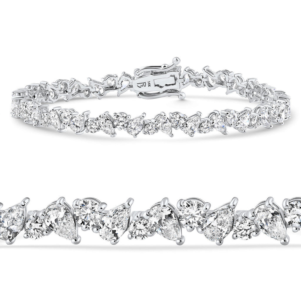5ct Lab Diamond Tennis Bracelet | Round & Pear Cut | IGI Certified VS | 10K White Gold | 7 Inch