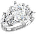 1.90ct Pear Lab Grown Diamond Engagement Ring with Marquise Side Stones 10K Gold IGI Certified DEF VS